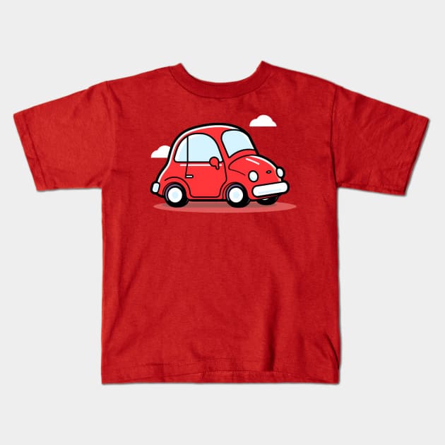 Red Car Kids T-Shirt by Flowerandteenager